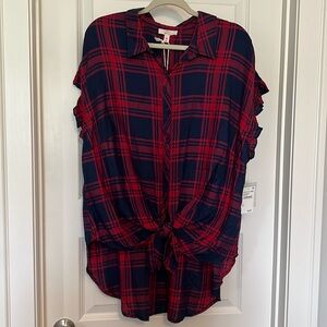 NWT Como Vintage Red and Navy Plaid Top Size XXL